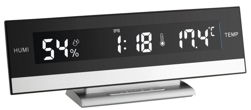 Digitální hodiny s inverzním displejem a měřením teploty a vlhkosti TFA 60.2011