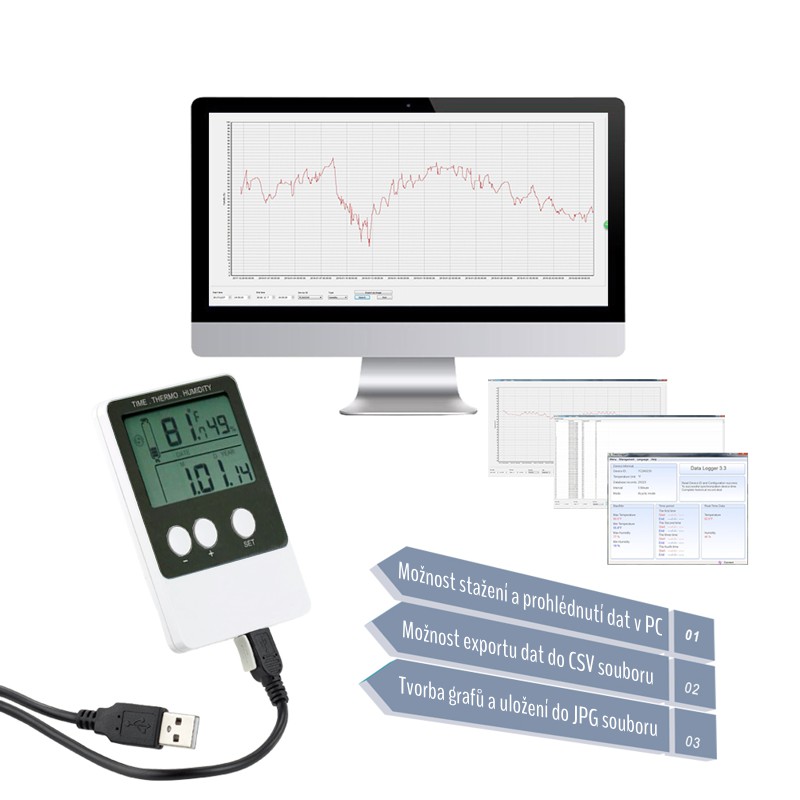 Datalogger pro měření teploty a vlhkosti Hadex T113a