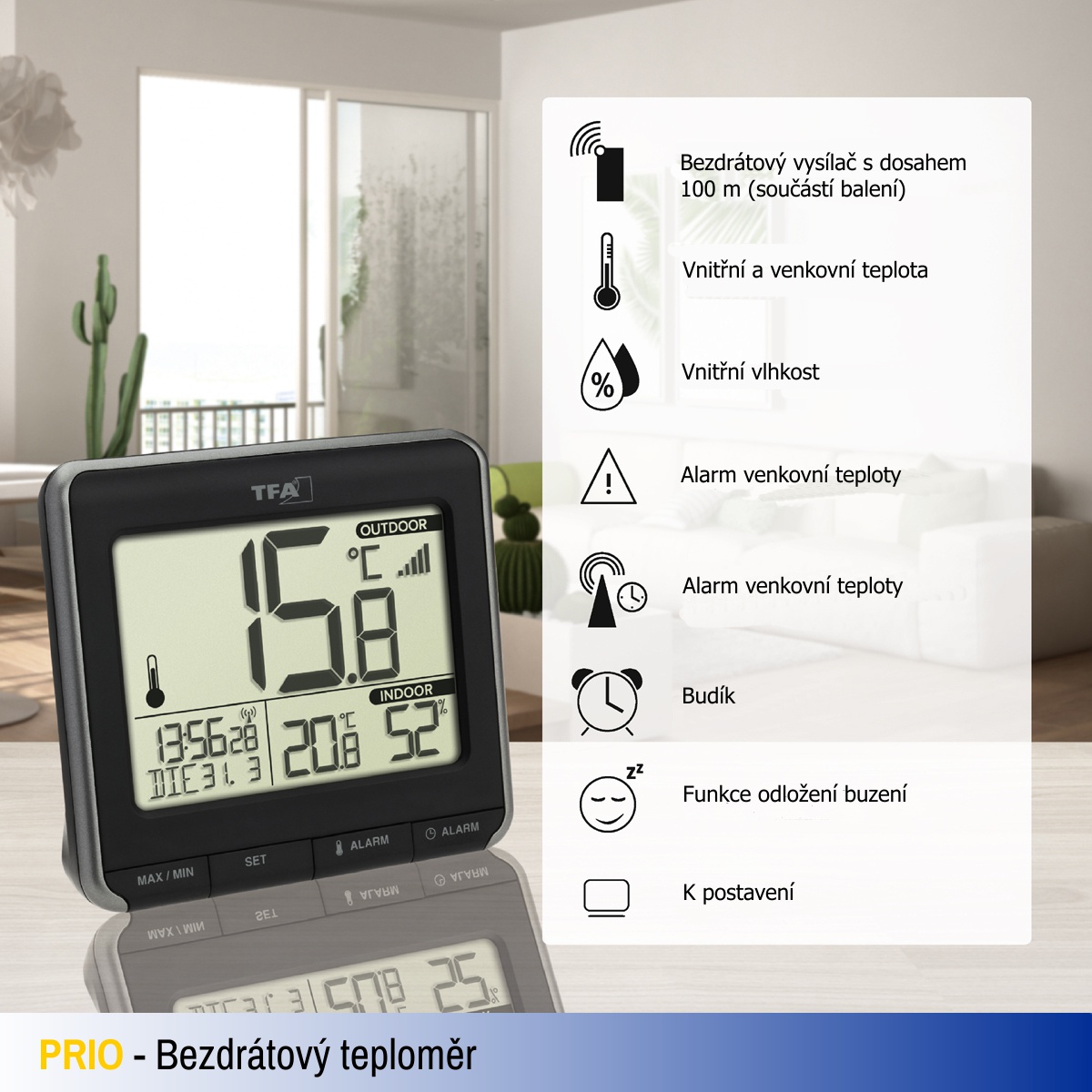 Bezdrátový teploměr TFA 30.3069.01 PRIO